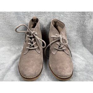 White Mountain Womens 9.5 Gray Suede Lace-Up Wedge Ankle Booties